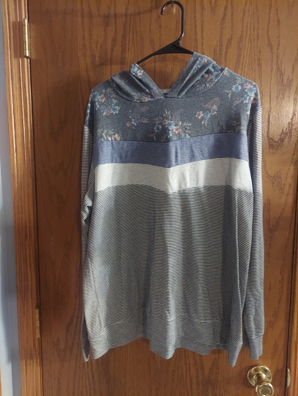 Maurices Floral Striped Colorblock Hooded Sweatshirt Pullover XXL